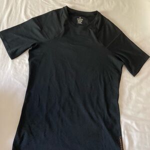 Tommie Copper Workout Tee with Back Support, Black,  Large